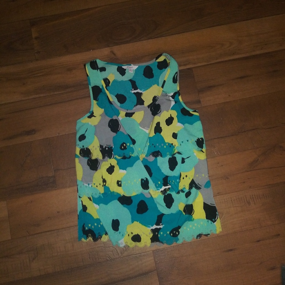 Large print top with loose layers